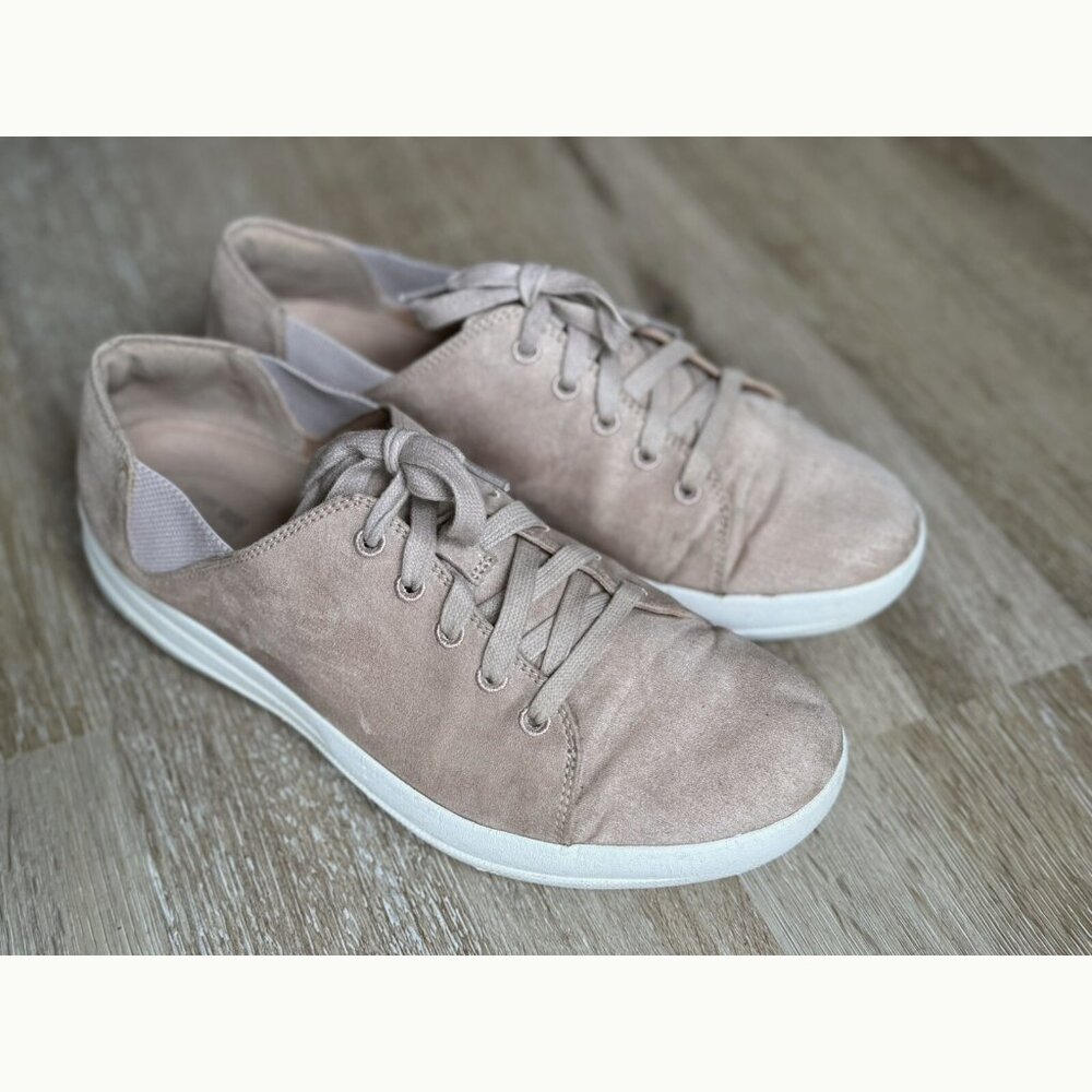 FitFlop Valentia Suede Shoes Women’s 7.5 Sneaker Comfort Walking Mauve Beige